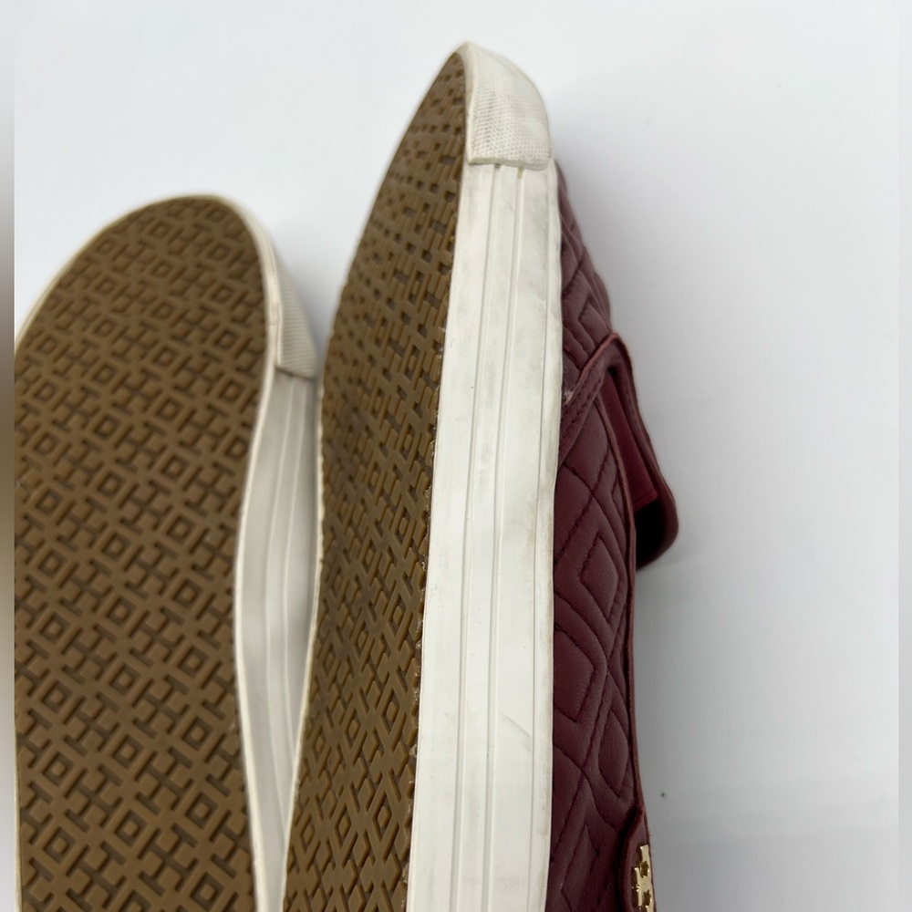 Tory Burch Womens Quilted Slip-On Sneakers Burgundy Wine Size 9 - Picture 12 of 14
